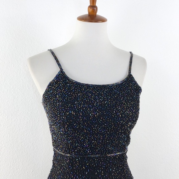 Scala Black 100% Silk Beaded Sleeveless Dress - Picture 2 of 10
